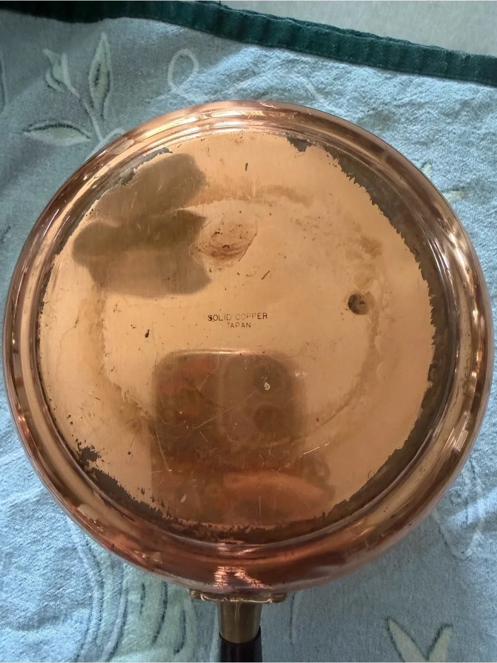 Vintage Copper Saucepan with Black Handle - Versatile Kitchen Pan small dent